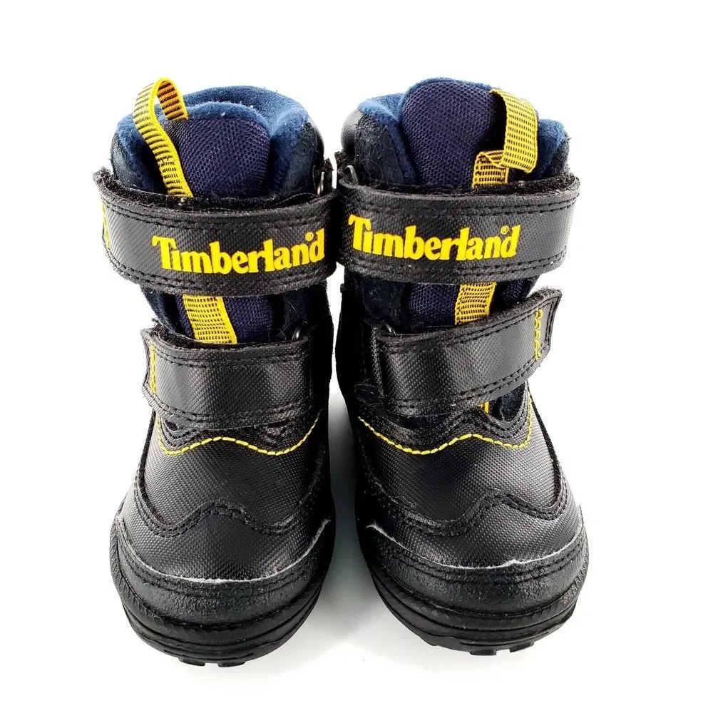 Timberland Polar Cave Waterproof Snow Boots Toddler 4 Black/Navy/Yellow